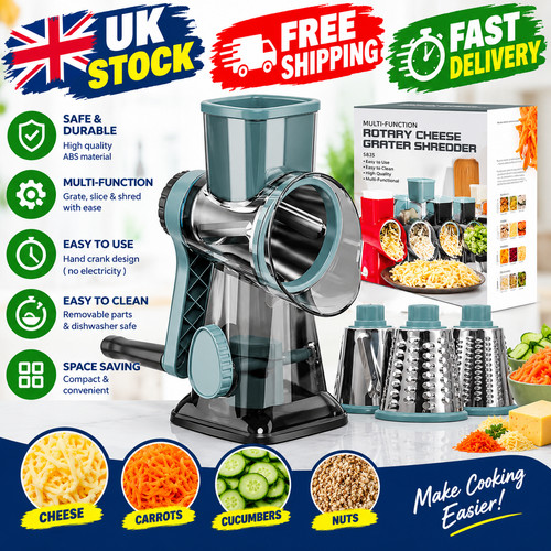 Rotary cheese grater - 3-in-1,