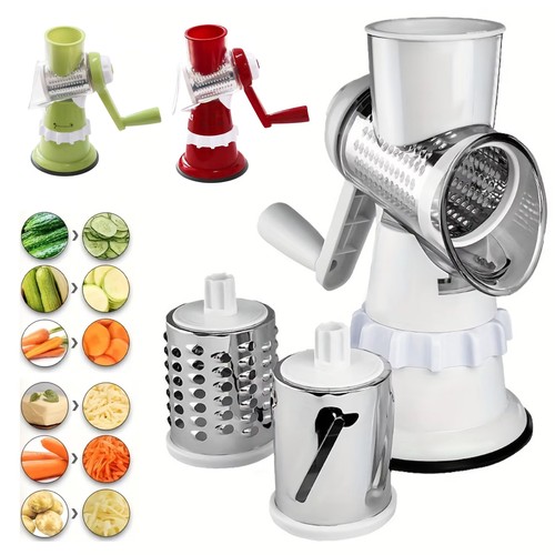 Rotary cheese grater ss - 3-in-1,